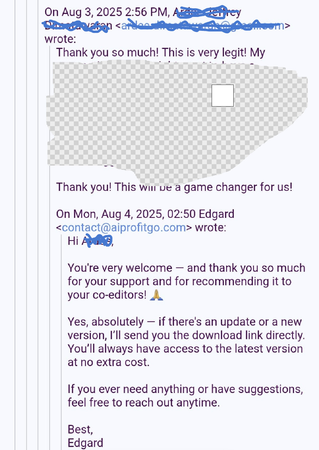 Customer testimonial