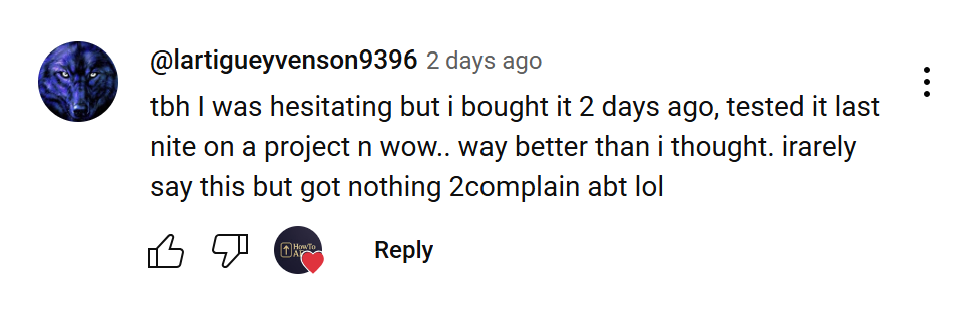 A viewer comment about Camera3D Toolkit Pro